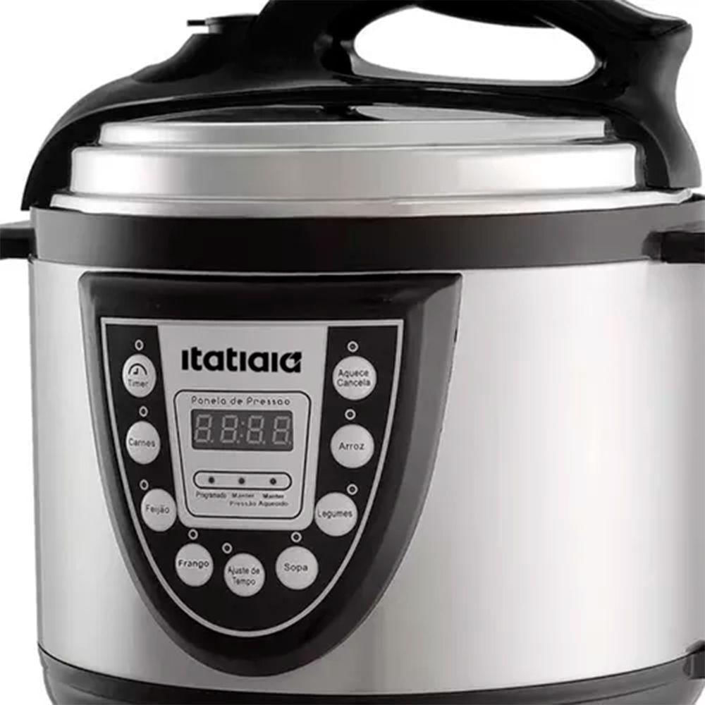 Panela de Pressão Eletrica Midi 5L Inox com Preto 220V