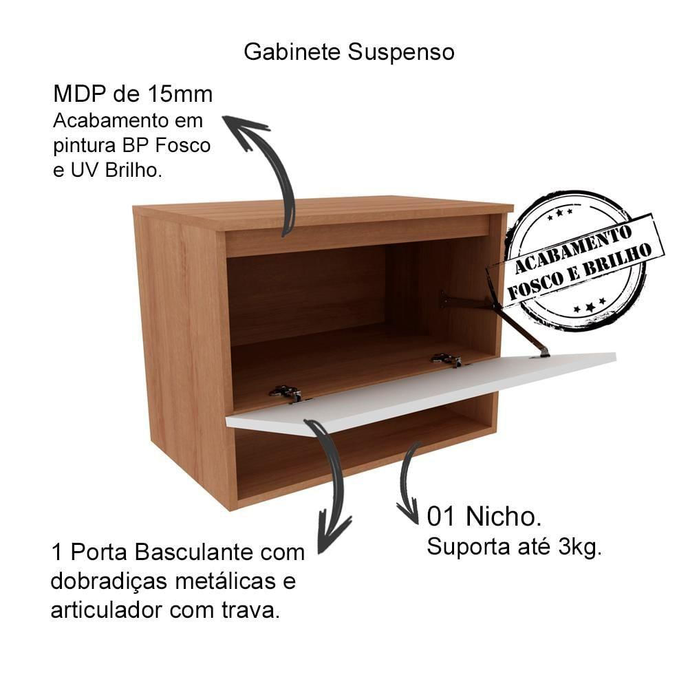 Gabinete Com Cuba Para Banheiro Bn3600x06 Amendoa Branco