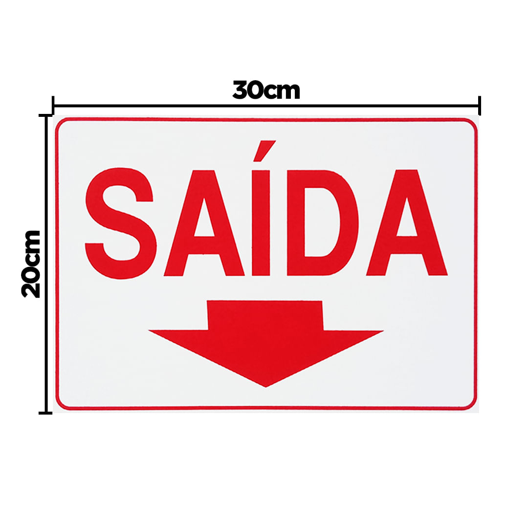 Placa De Sinalização Saída Com Seta Para Baixo 30x20 Acesso - S-213/1 F9e