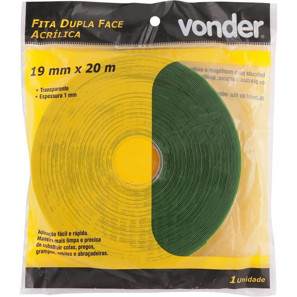 Fita Dupla Face Acrílica 19Mmx20M Incolor - Vonder