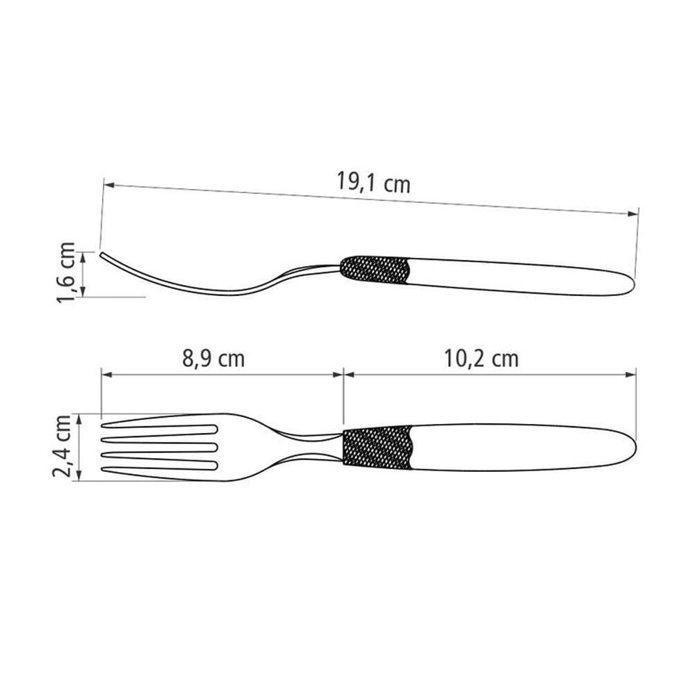 Kit - 60 Garfos De Mesa Ipanema Lâmina Em Aço Inox Cabo Preto Gptop - Tramontina