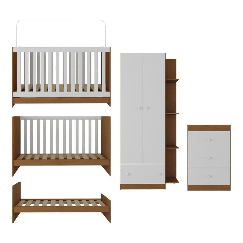 Quarto Infantil Completo Doce De Leite Multimóveis Mp4237 Madeirado/branco Madeirado/branco