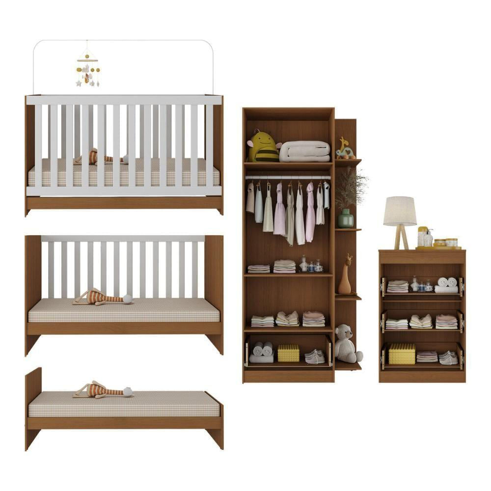 Quarto Infantil Completo Doce De Leite Multimóveis Mp4237 Madeirado/branco Madeirado/branco