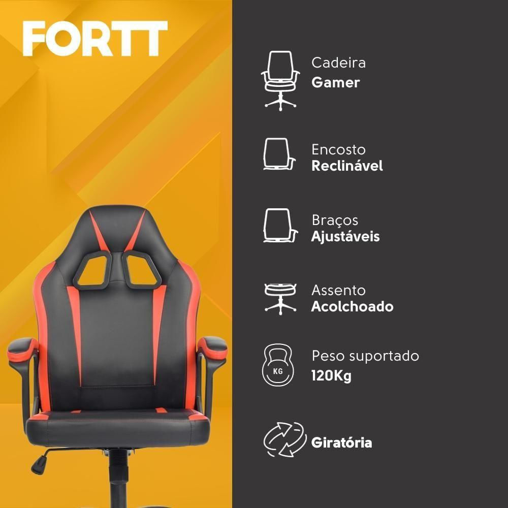 Cadeira Gamer Fortt Harbin Vermelha Cgf022-V