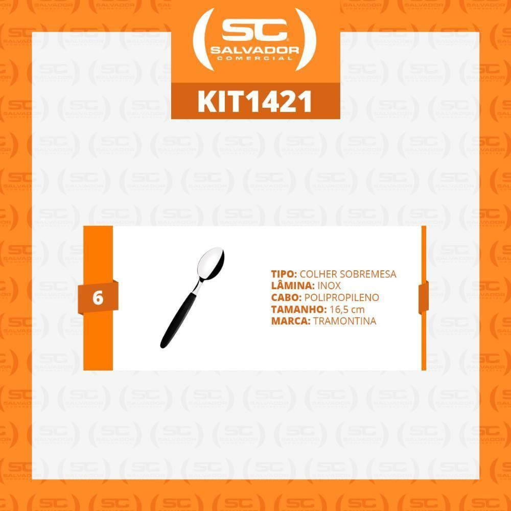 Kit - 6 Colheres De Sobremesa Ipanema Com Lâmina Em Aço Inox Cabo Preto Csptop - Tramontina