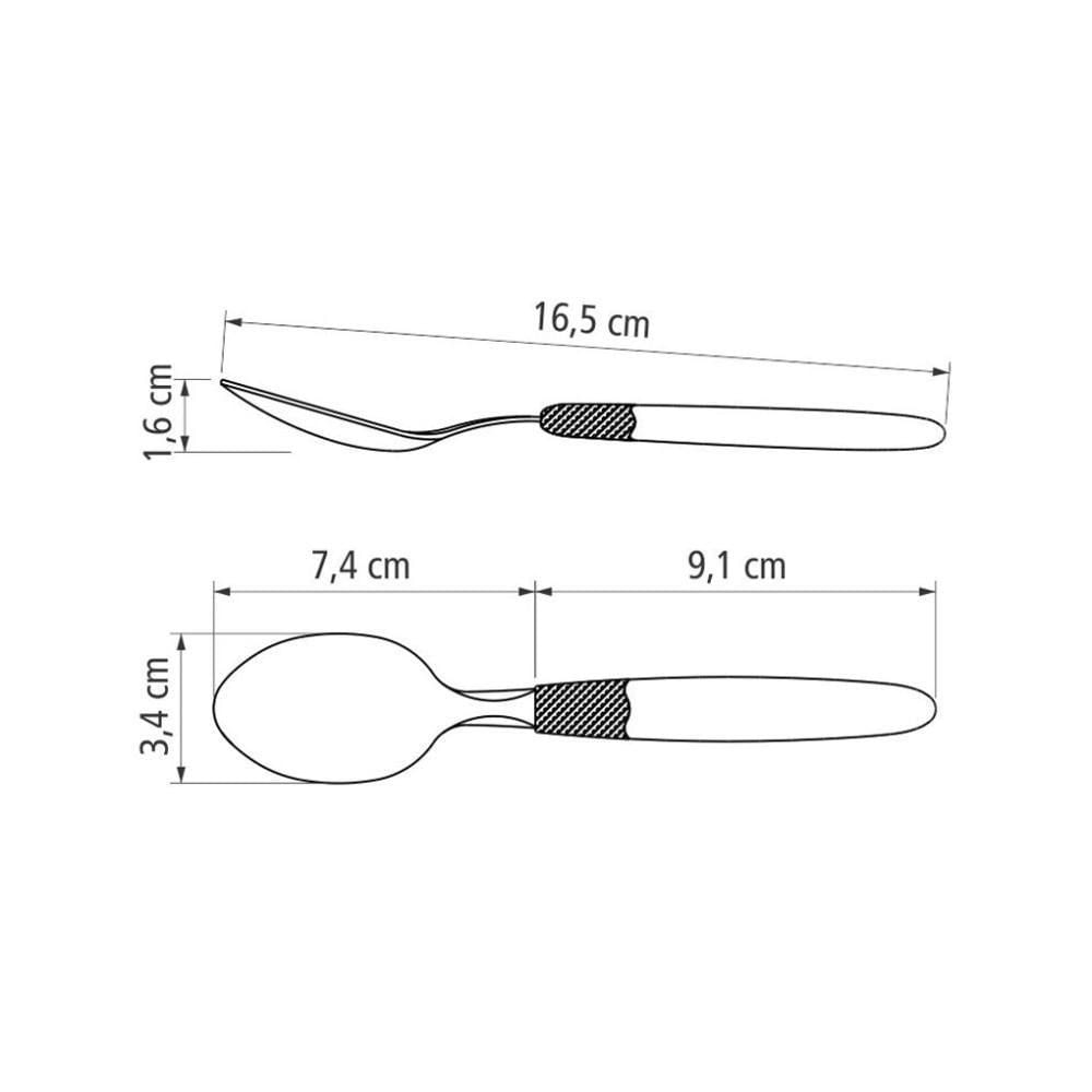 Kit - 6 Colheres De Sobremesa Ipanema Com Lâmina Em Aço Inox Cabo Preto Csptop - Tramontina