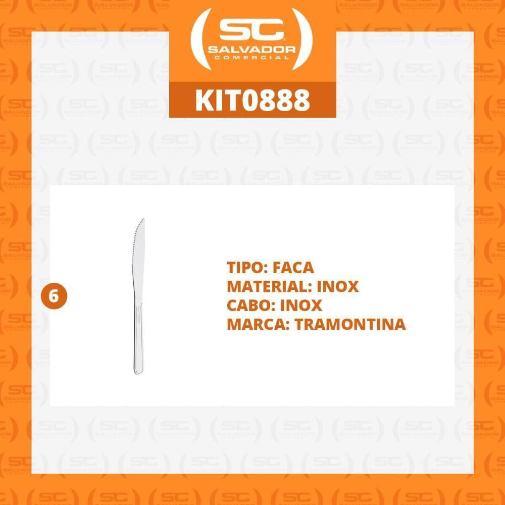 Kit - 6 Facas Para Churrasco Buzios Em Aço Inox 4 Pol Fibag - Tramontina