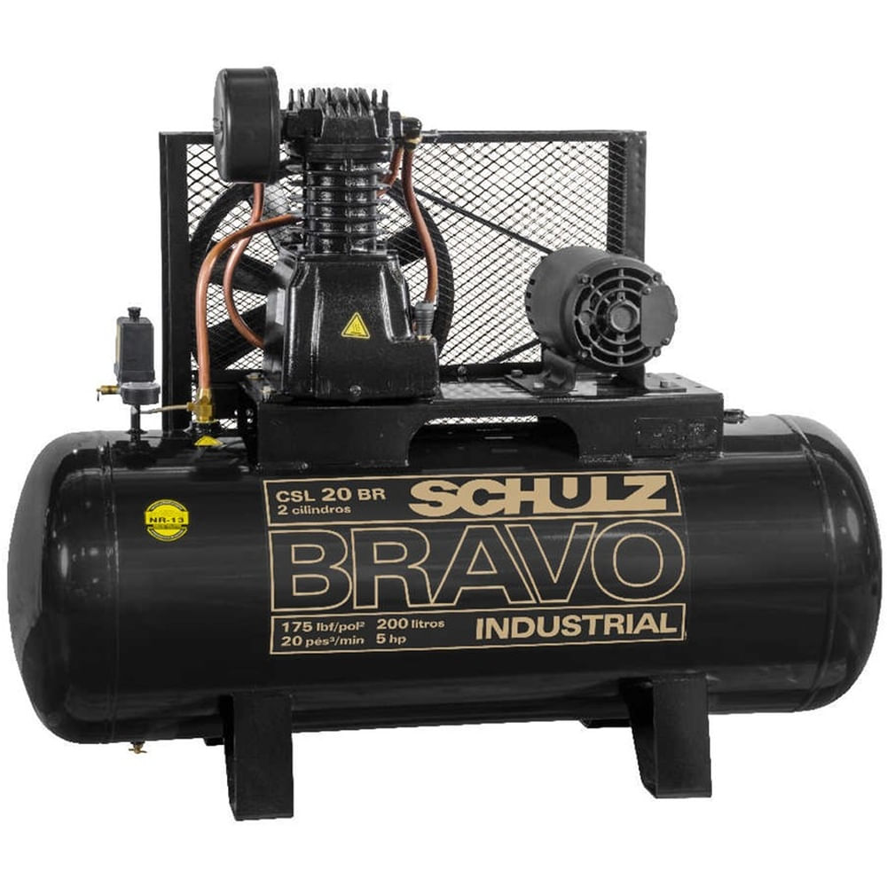 Compressor Schulz Csl 20 Bravo 200 Lts 175 Lbs 5 Cv Trif.