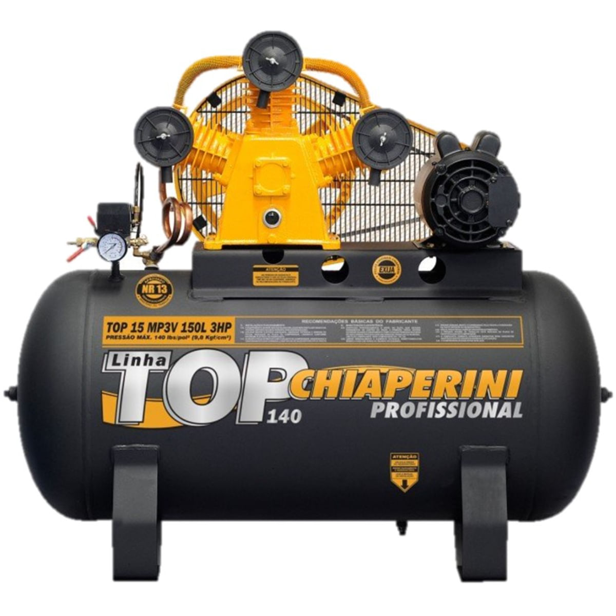 Compressor Chiaperini Top15mp3v 150lts 140psi 3cv 220v Mono