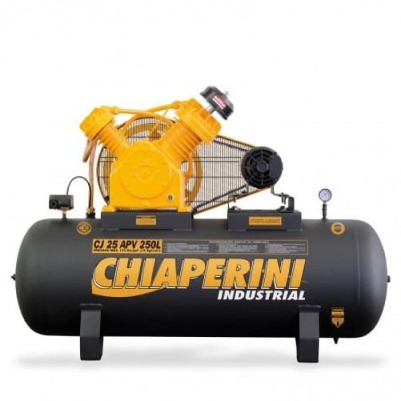 Compressor Chiaperini CJ 25 APV 250 Litros 175 Libras 5 cv Trifásico