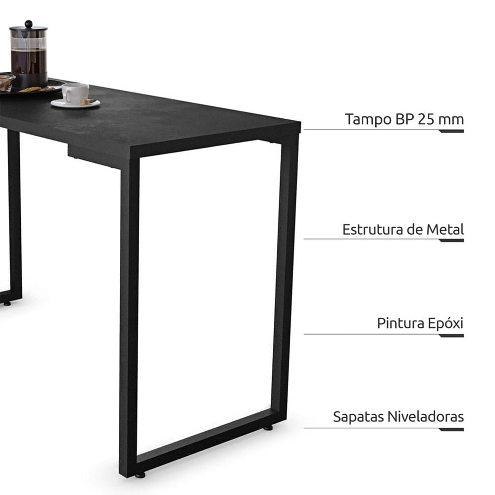 Conjunto Mesa de Cozinha Prattica Industrial 120cm com 4 Banquetas F02 Preto/Branco - Mpozenato