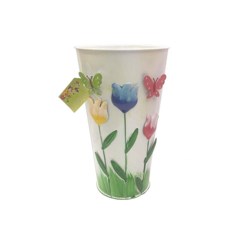 Vaso Metal Enfeite Jardim Quintal Varanda Passaro Flor