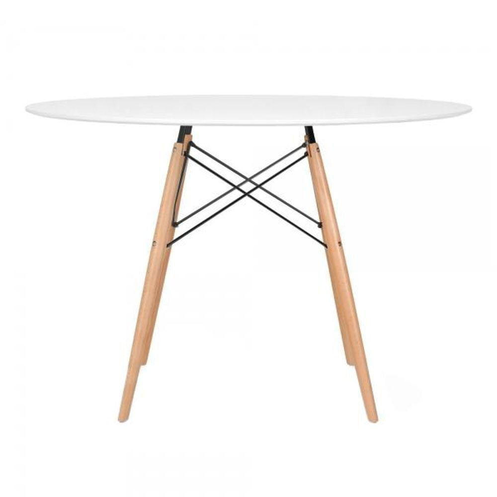 Mesa Redonda Eames 120cm Branco + 4 Cadeiras Preto