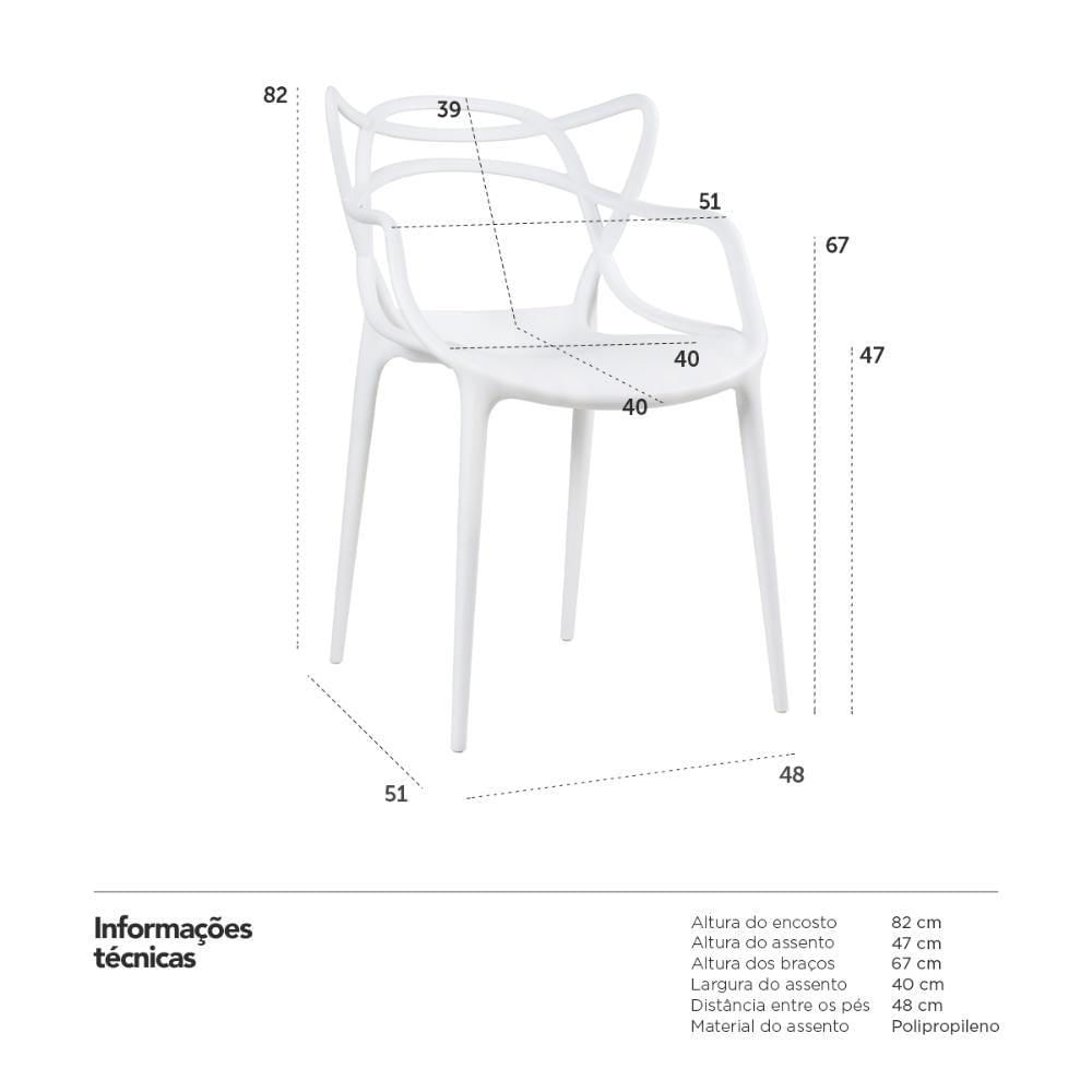 Kit - 5 X Cadeiras Masters Allegra - Branco