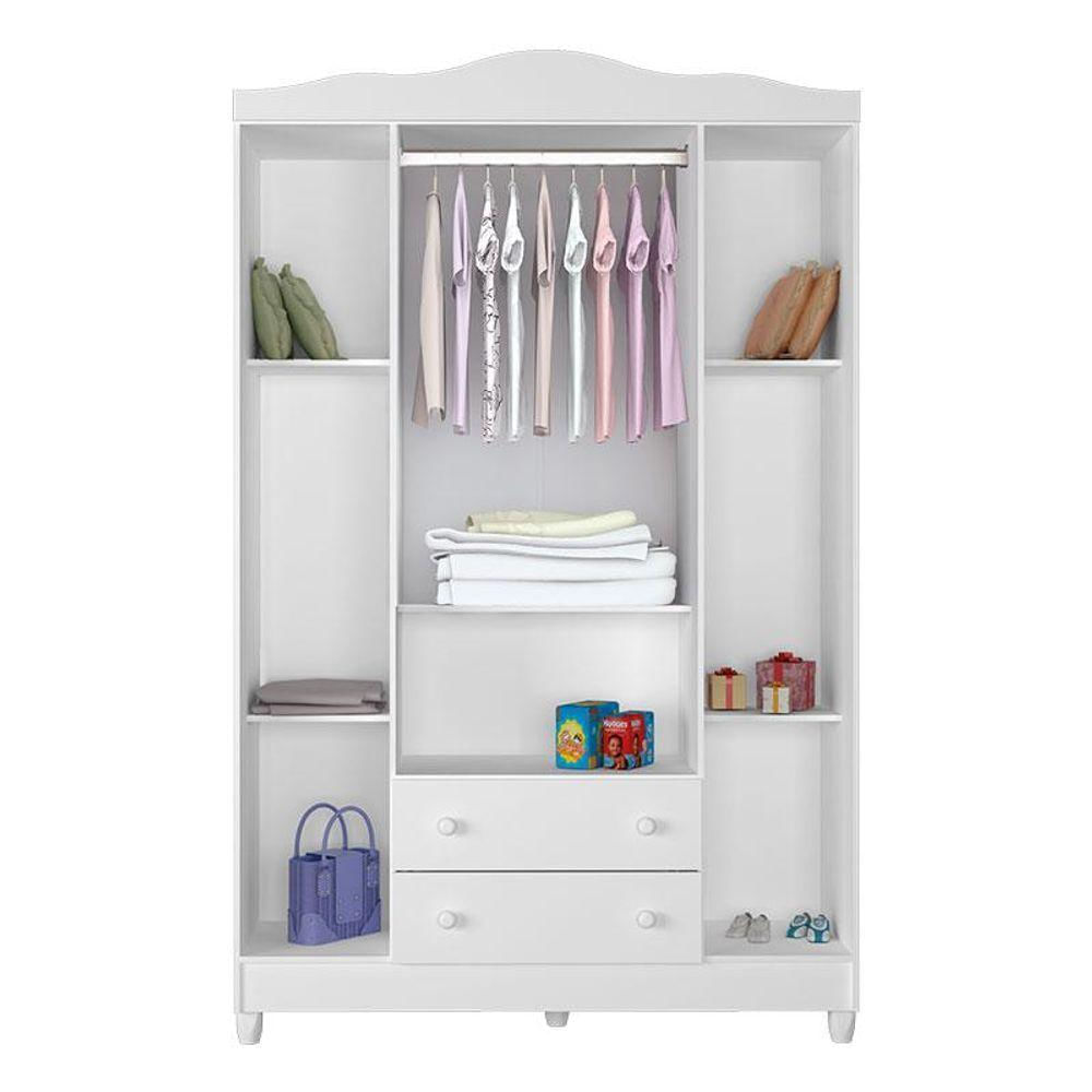 Quarto De Bebê Ariel 4 Portas Com Berço Americano Mirelle Branco Brilho - Carolina