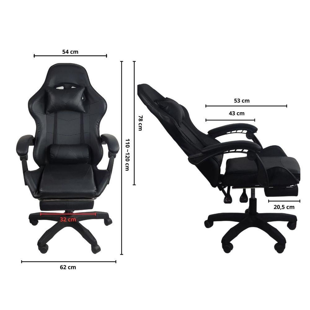 Kit 2 Cadeiras Gamer Stillus Ergonômica Com Apoio Para Os Pés Preto