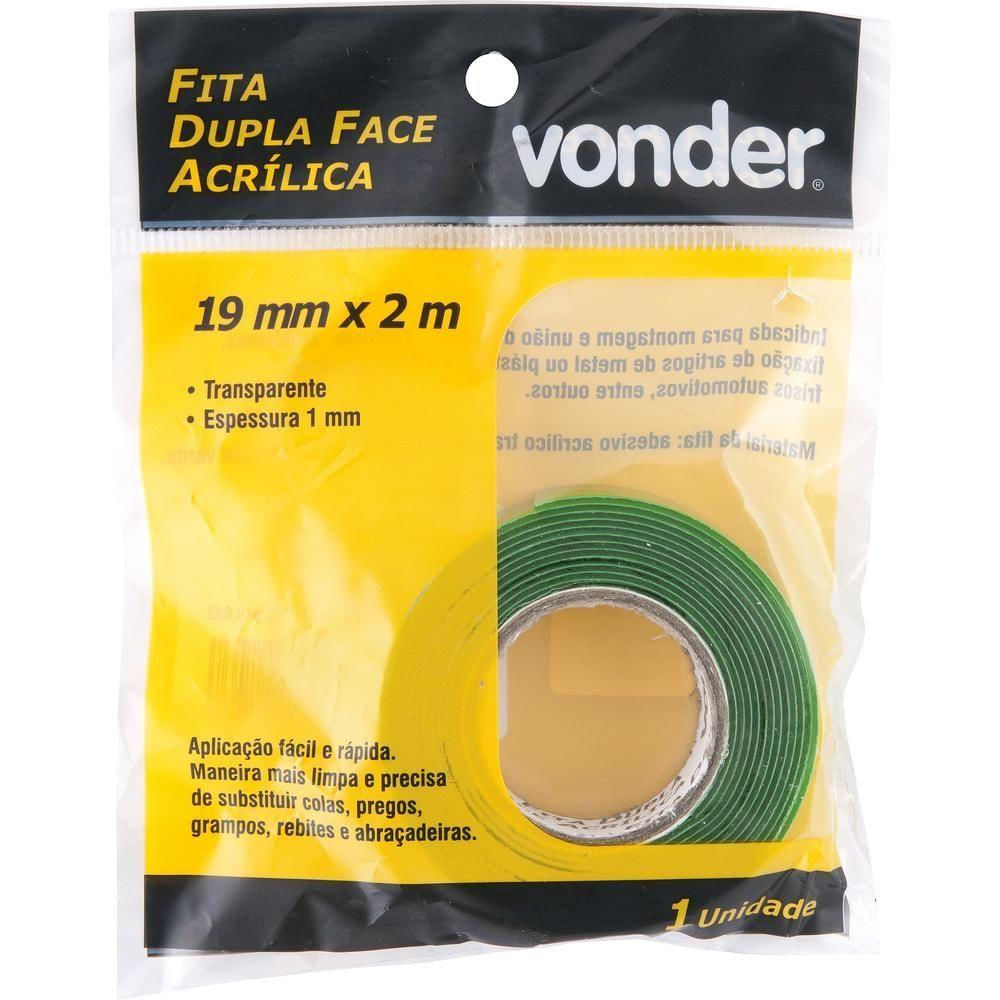 Fita Dupla Face Acrílica 19Mmx2M Incolor - Vonder