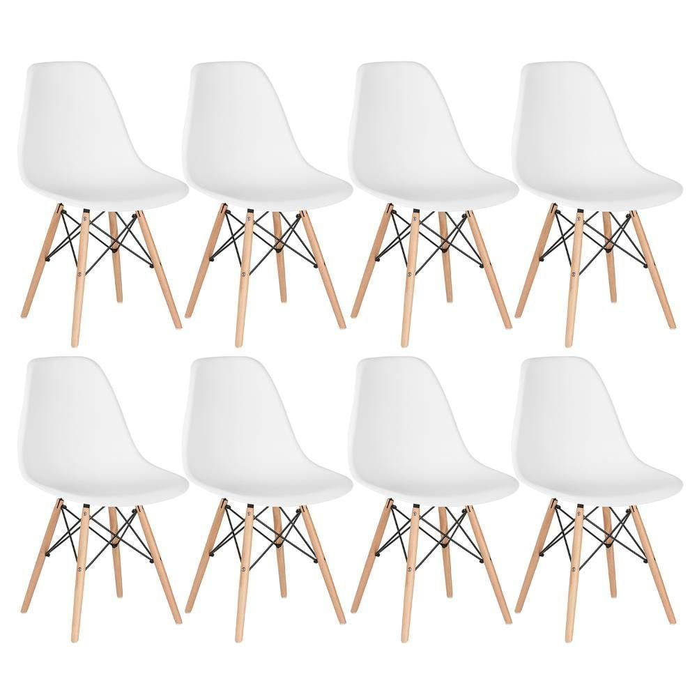 8 Cadeiras Charles Eames Eiffel Dsw Clara Branco