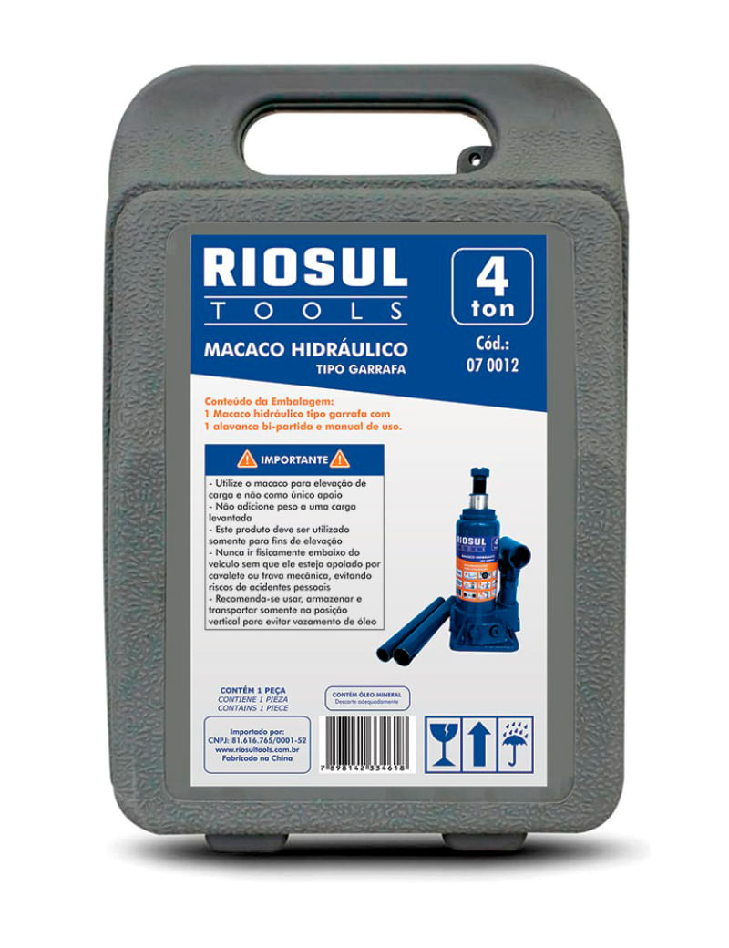 Macaco Hidráulico 4T com Maleta R070012 Riosul Tools