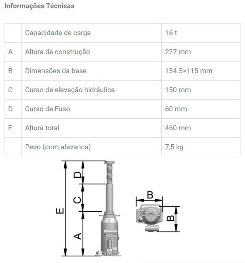 Macaco Hidráulico Blindado 16TON - 16901 Bovenau