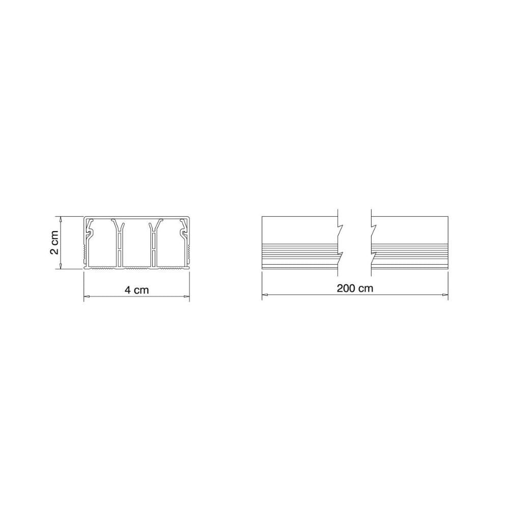 Canaleta 40 x 20 x 2000 mm Tramontina Branca com Divisoria e Fita Dupla Face