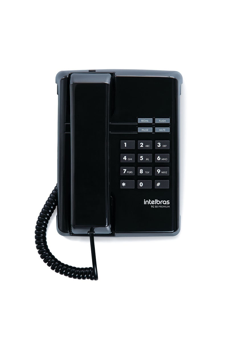 Telefone Fixo Com Fio Intelbras Tc50 Premium Preto Com Funções Flash Redial Pause E Mute