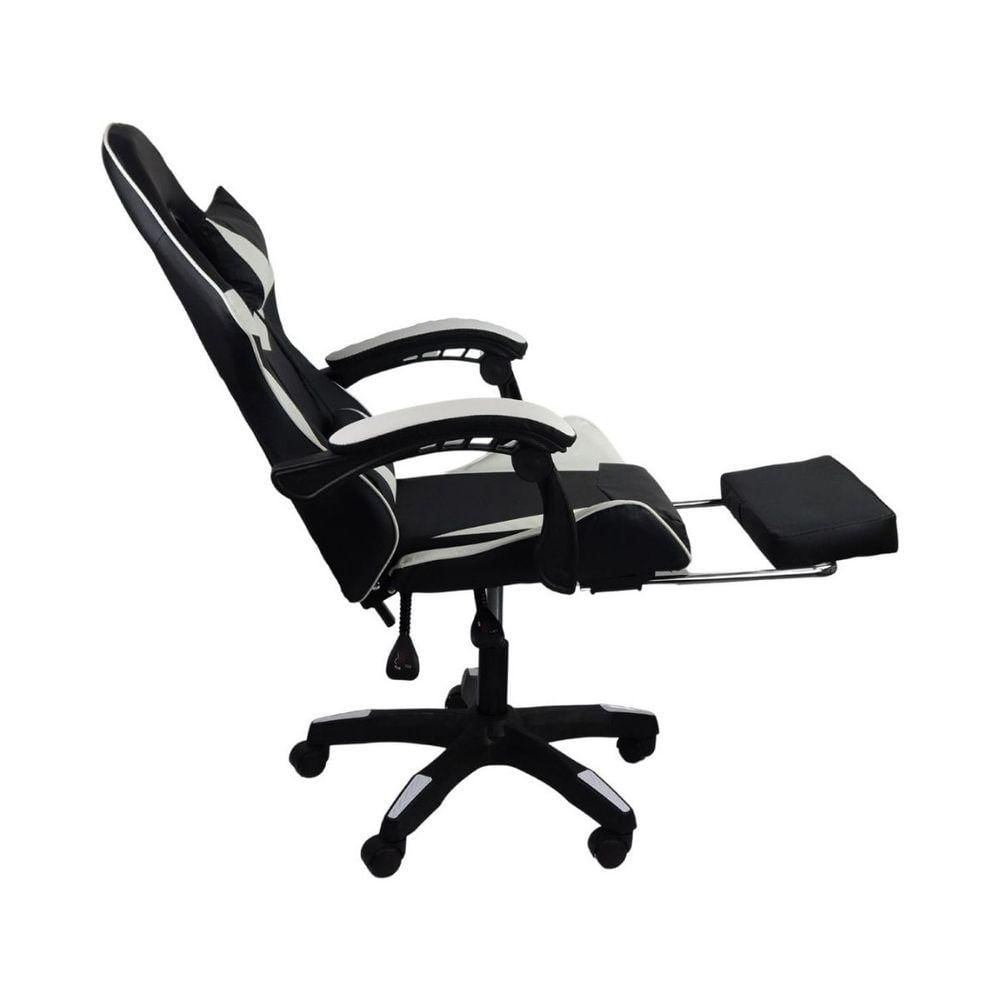 Cadeira Gamer Stillus Ergonômica Com Apoio Para Os Pés Preto E Branco