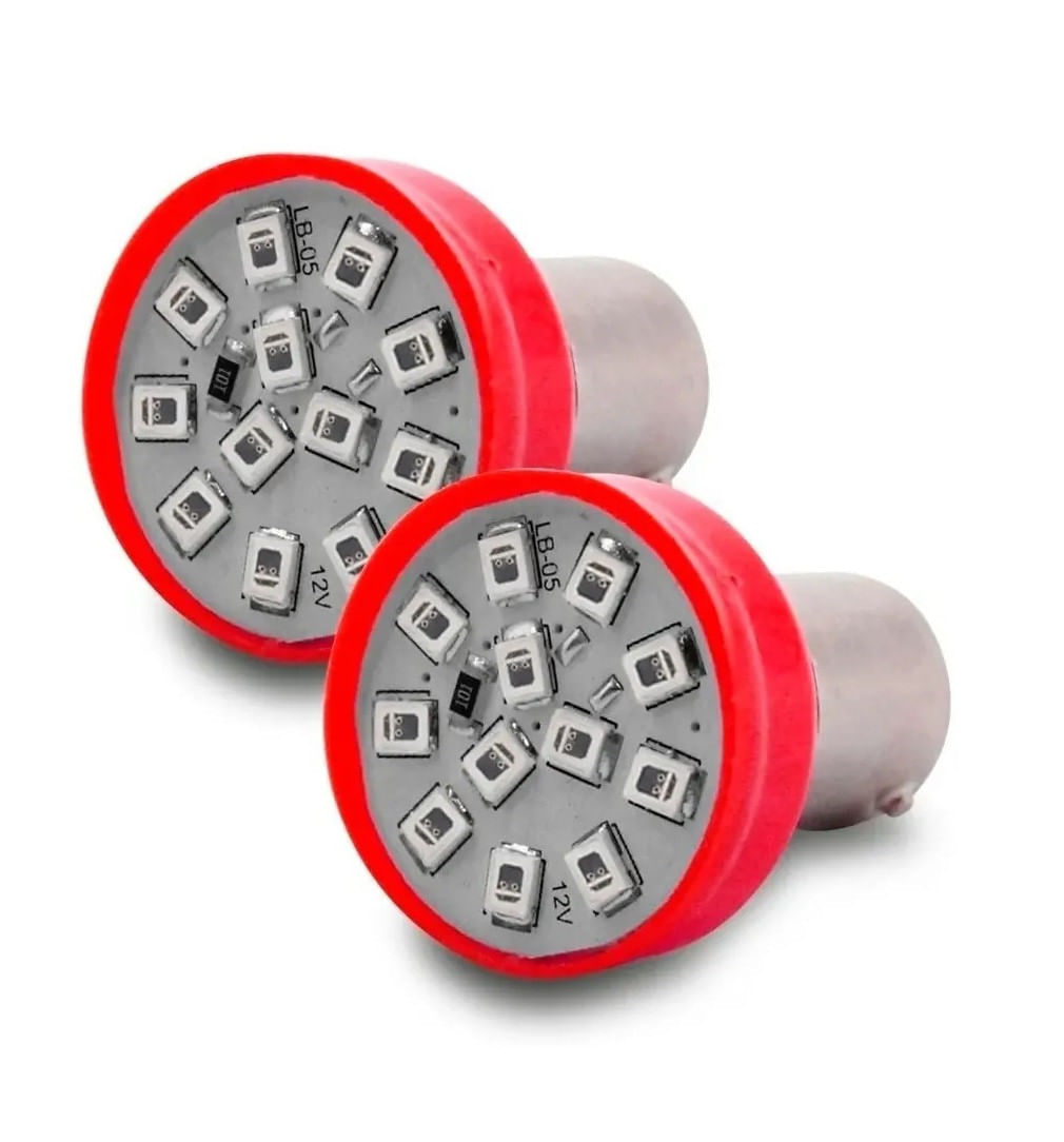 Lâmpada Led Vermelho 2 Pólos Smd Freio E Lanterna Par