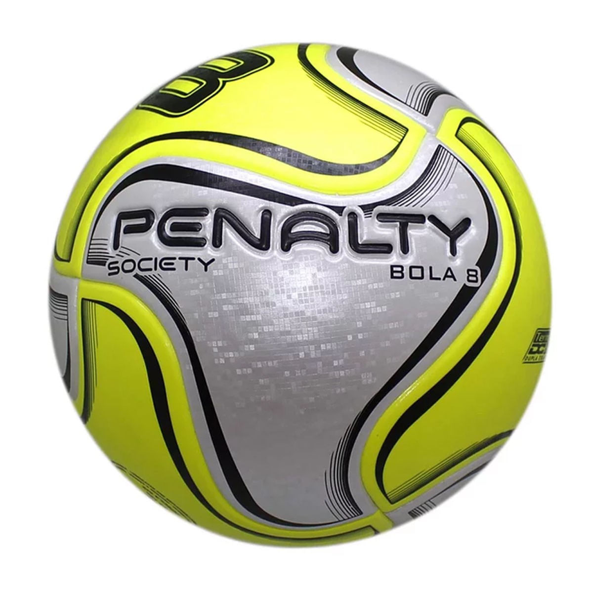 Kit Bola Society Penalty 8 X + Bomba de Ar Único / Branco e Amarelo