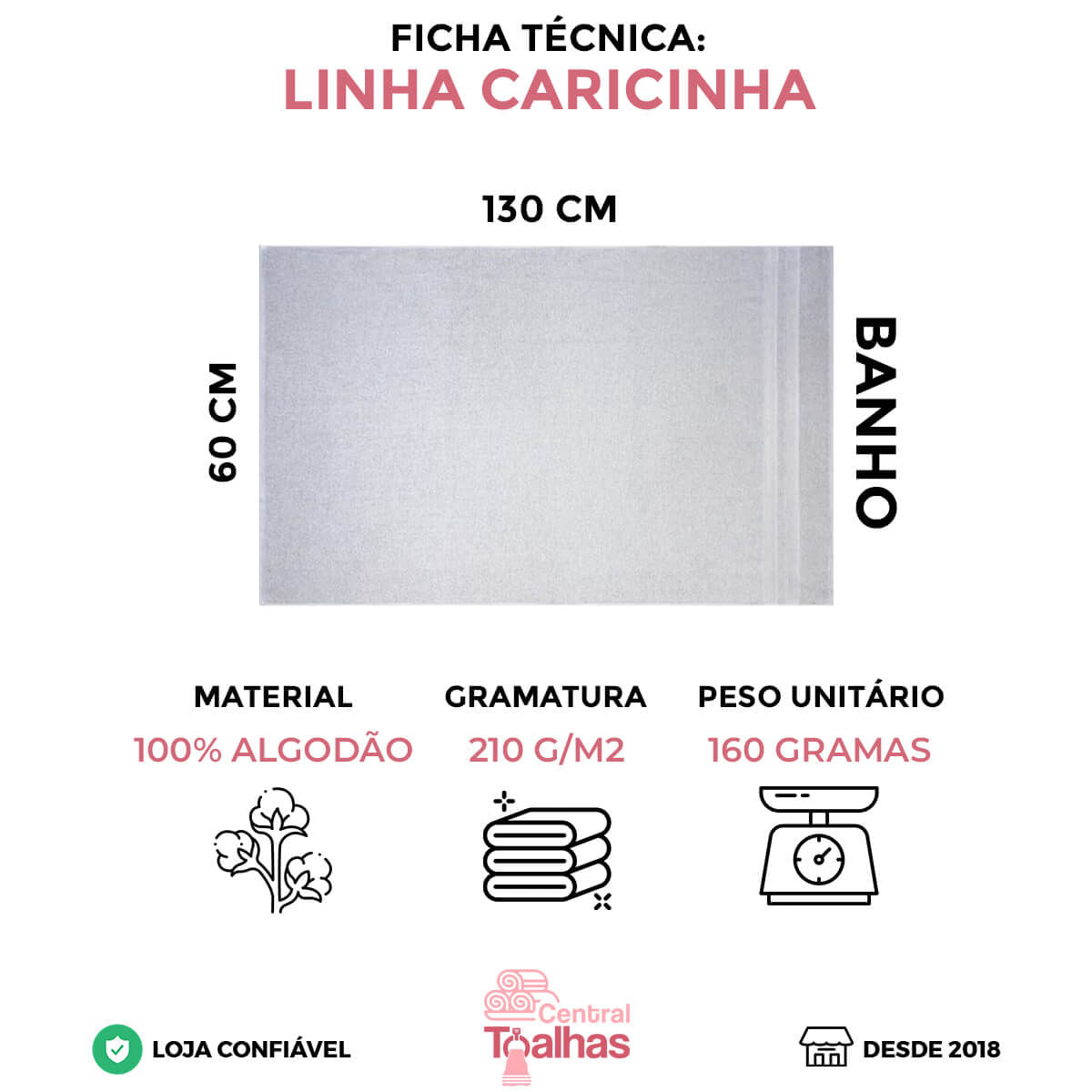 Toalha de Banho para Hotel 100% Algodão Enxuta Caricinha