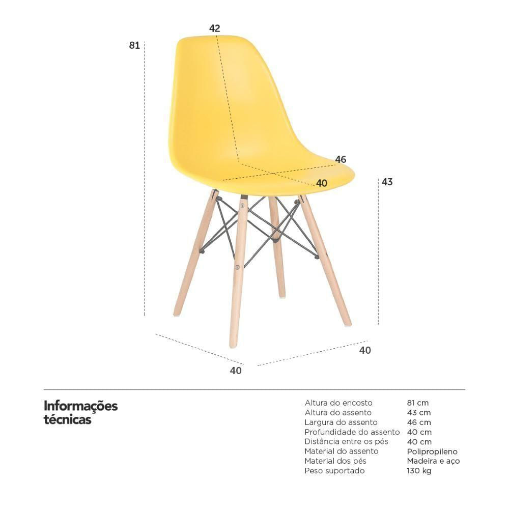 Kit 8 Cadeiras Charles Eames Eiffel Dsw Com Pés De Madeira Clara Amarelo