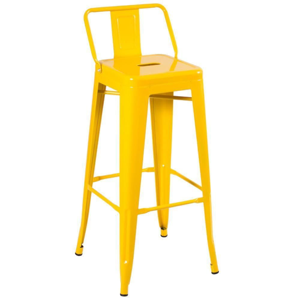 Banqueta Alta Iron Tolix Com Encosto 76 Cm Amarelo