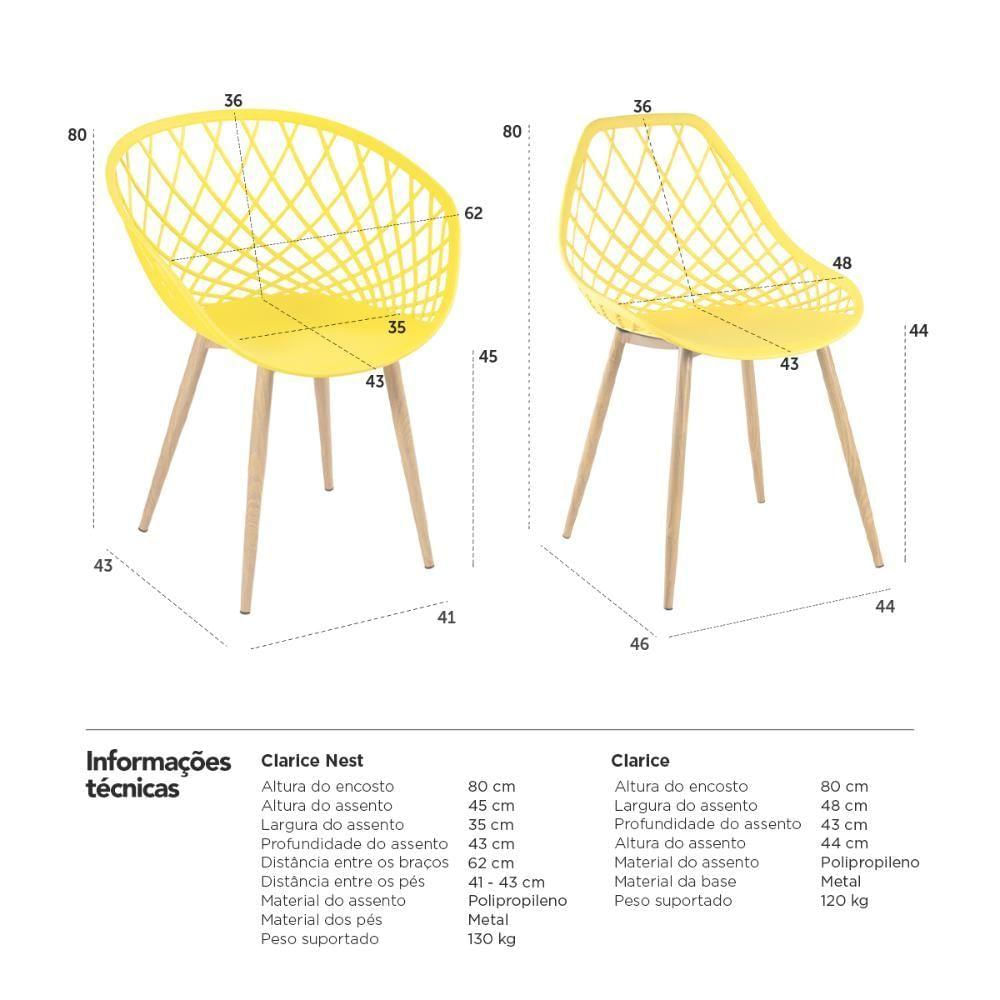 2 Cadeiras Clarice Nest Sidera + 6 Cadeiras Amarelo