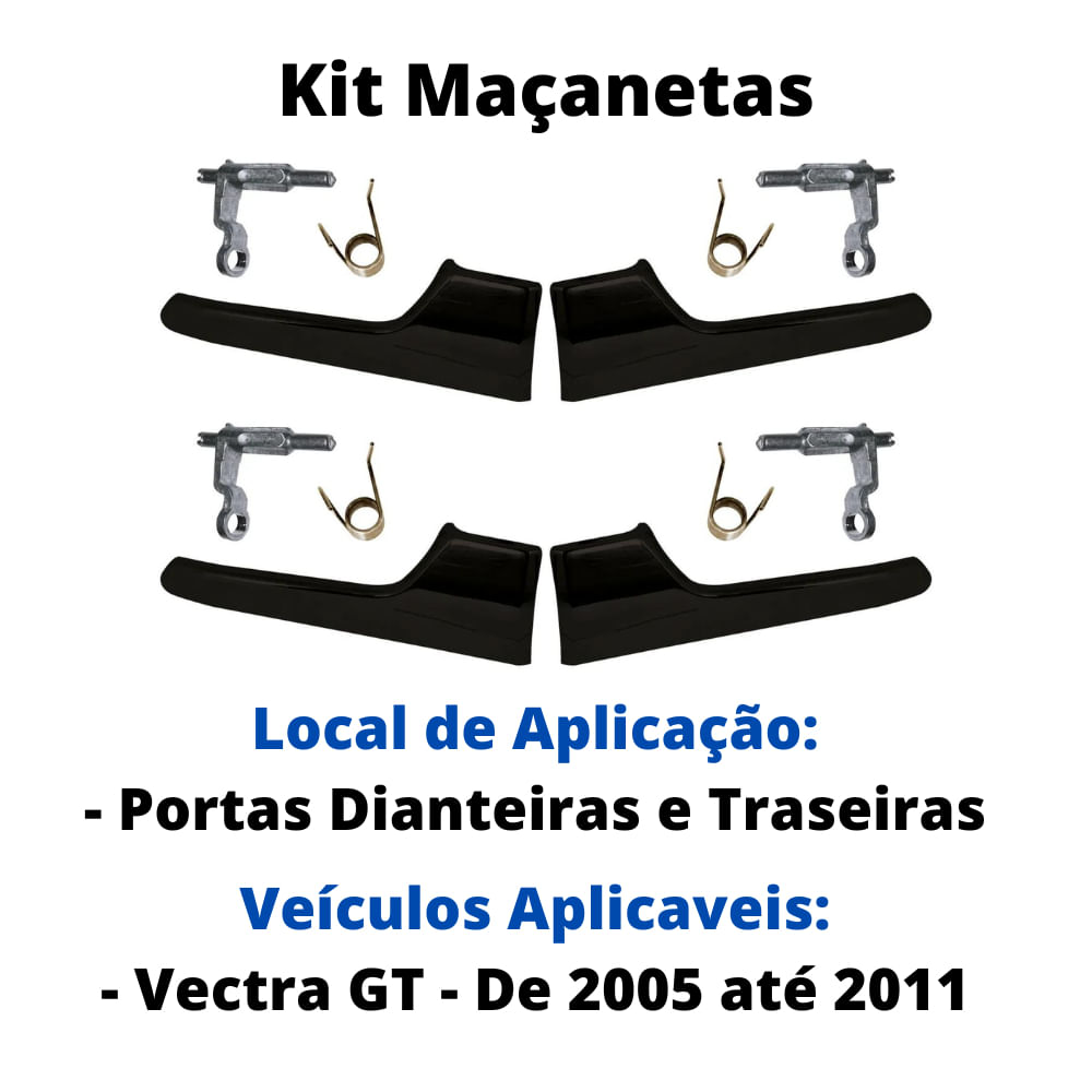 Kit 4 Maçaneta Interna Preta Gatilho Todas Portas Vectra GT 05 a 11