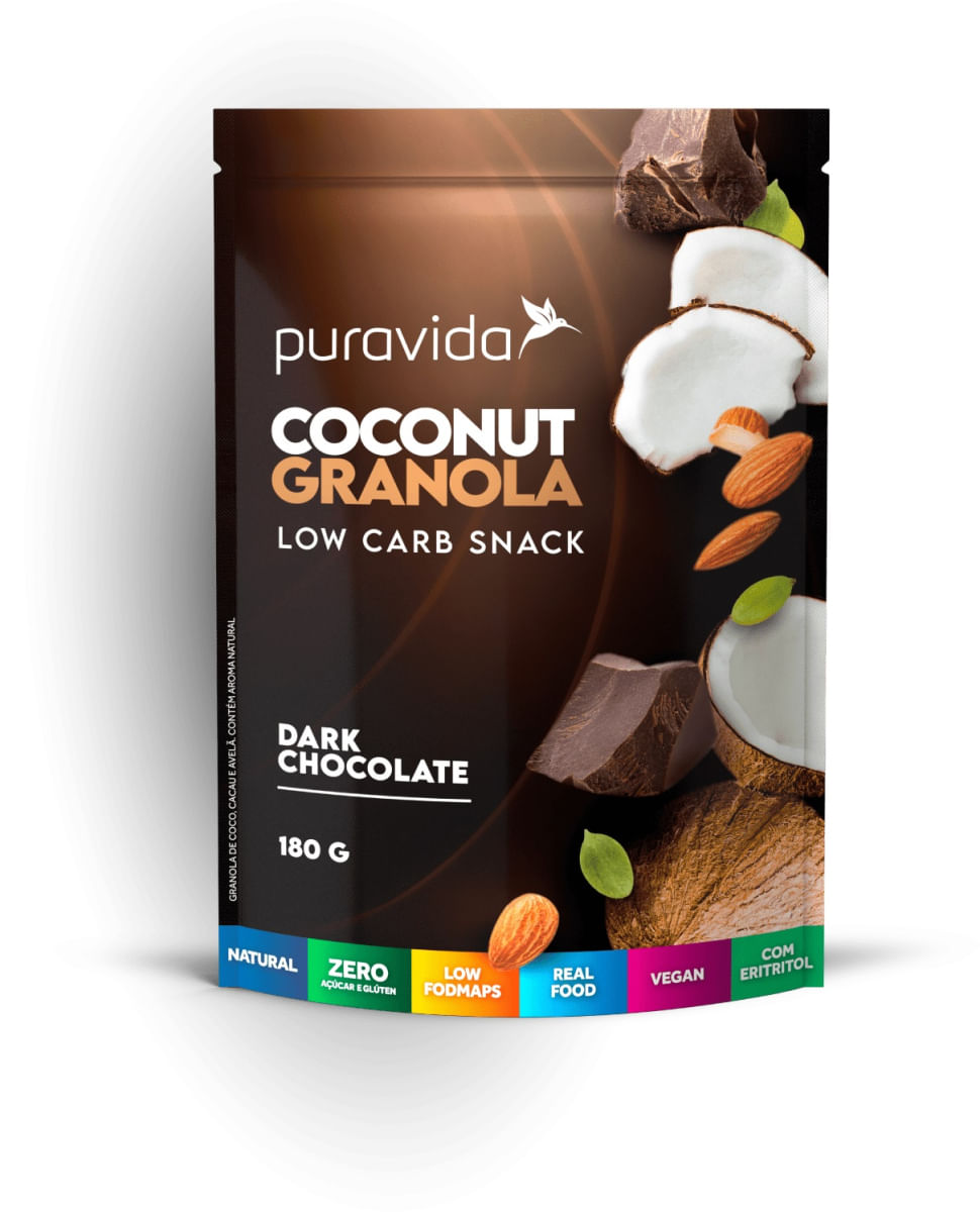 COCONUT GRANOLA (180G) PURAVIDA - DARK CHOCOLATE