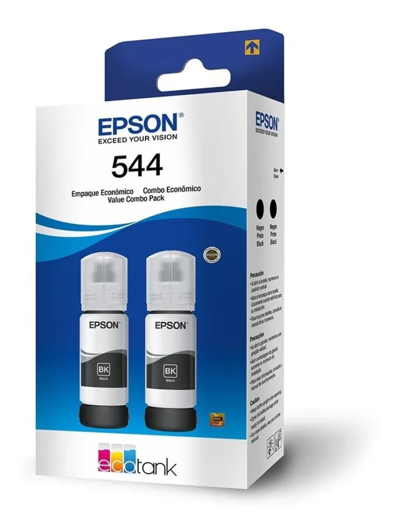 Kit 2 Garrafas Refil de Tinta Para Impressora Original Epson T544 Preto