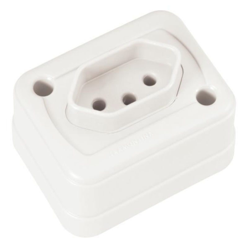 Tomada de Sobrepor 2P+T 10 A 250 V Branca