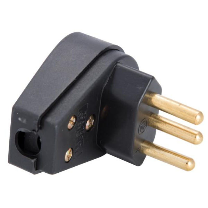 Plugue Angular 2P+T 10 A 250 V Tramontina Preto