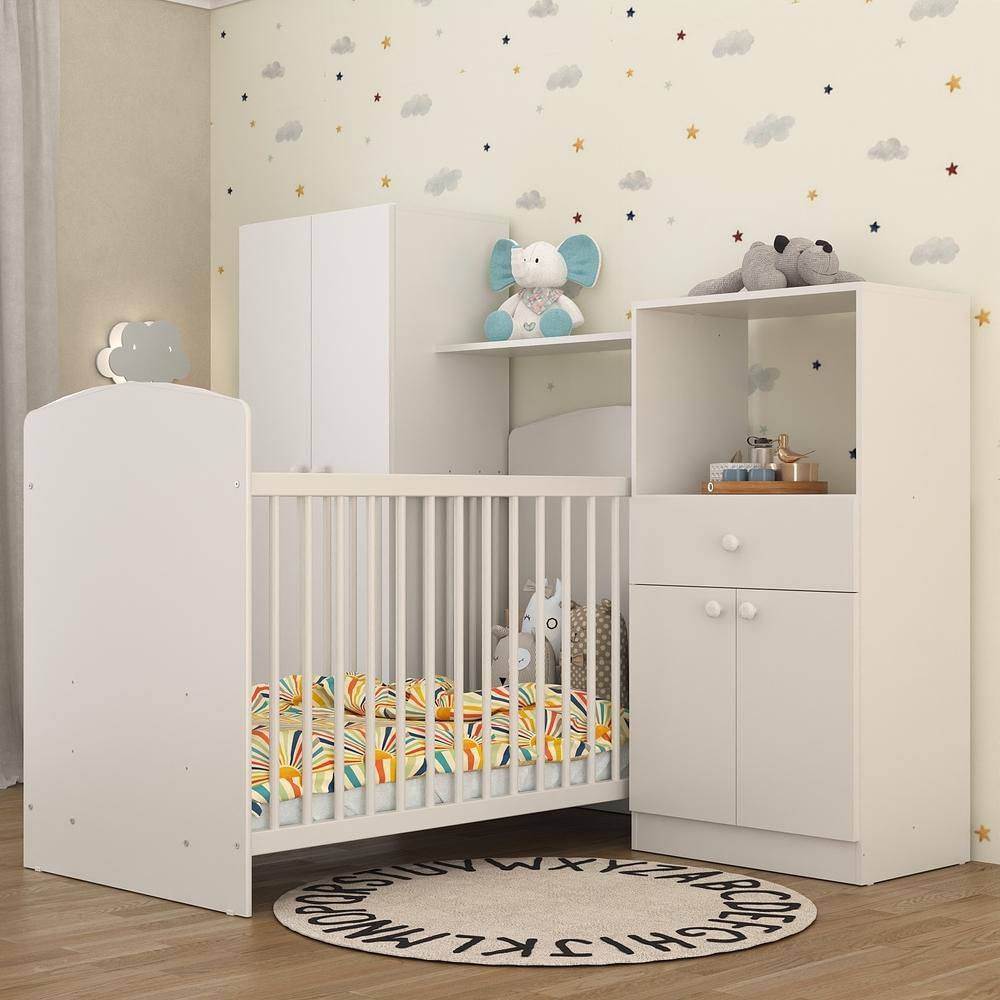 Quarto de Bebê Completo com Berço Guarda-Roupa e Cômoda