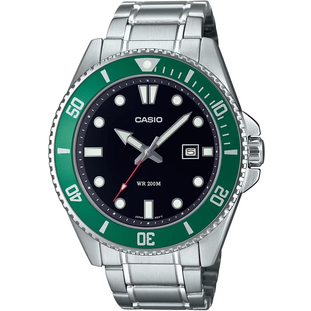 Relógio Casio Masculino Ref:Mdv-107d-3avdf Duro Diver Prateado