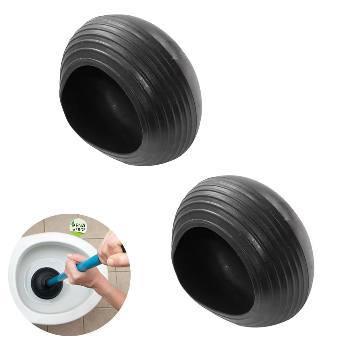Kit 2 Unidades Desentupidor de WC SEM CABO para Vaso Sanitário De Rosca Borracha Por Sucção Para Banheiro Ralo