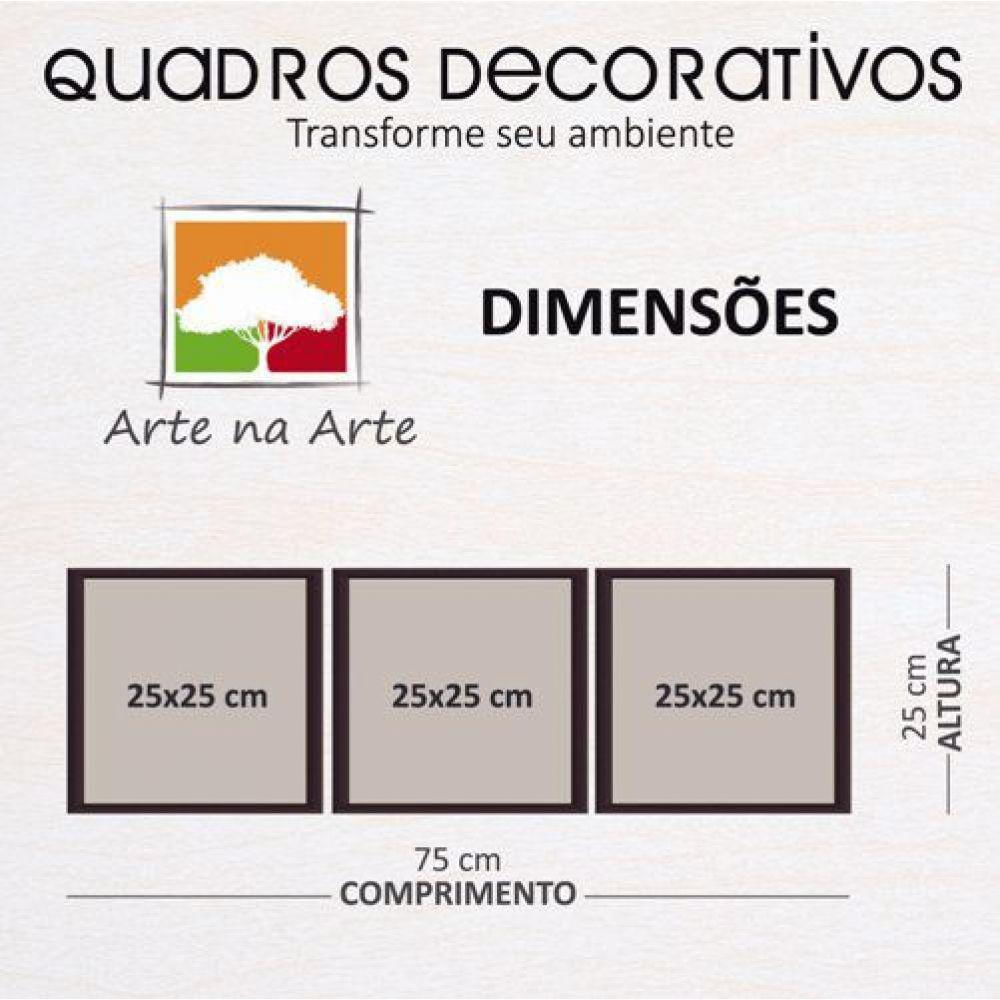 Quadros Decorativos 3 peças 25x25 Xadrez Moldura Branca