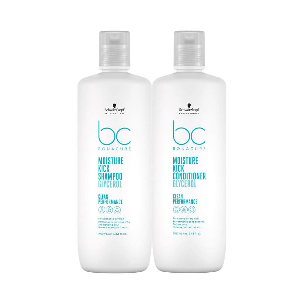 Schwarzkopf BC Clean Moisture Kick Glycerol Shampoo 1000ml e Condicionador 1000ml