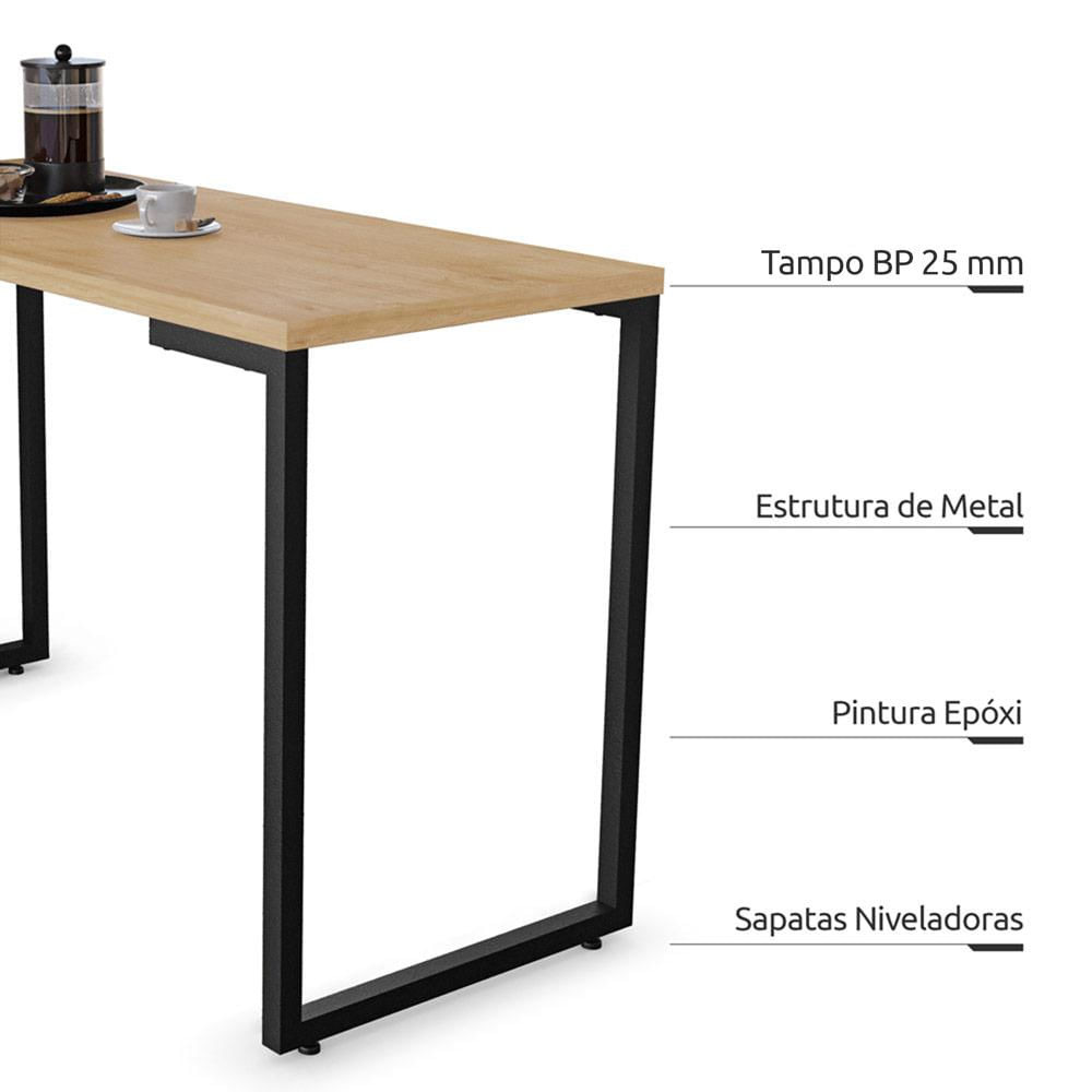 Conjunto Mesa de Cozinha Prattica Industrial 120cm com 4 Banquetas F02 Nature/Preto - Mpozenato