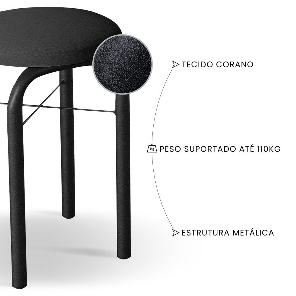 Conjunto Mesa de Cozinha Prattica Industrial 120cm com 4 Banquetas F02 Nature/Preto - Mpozenato