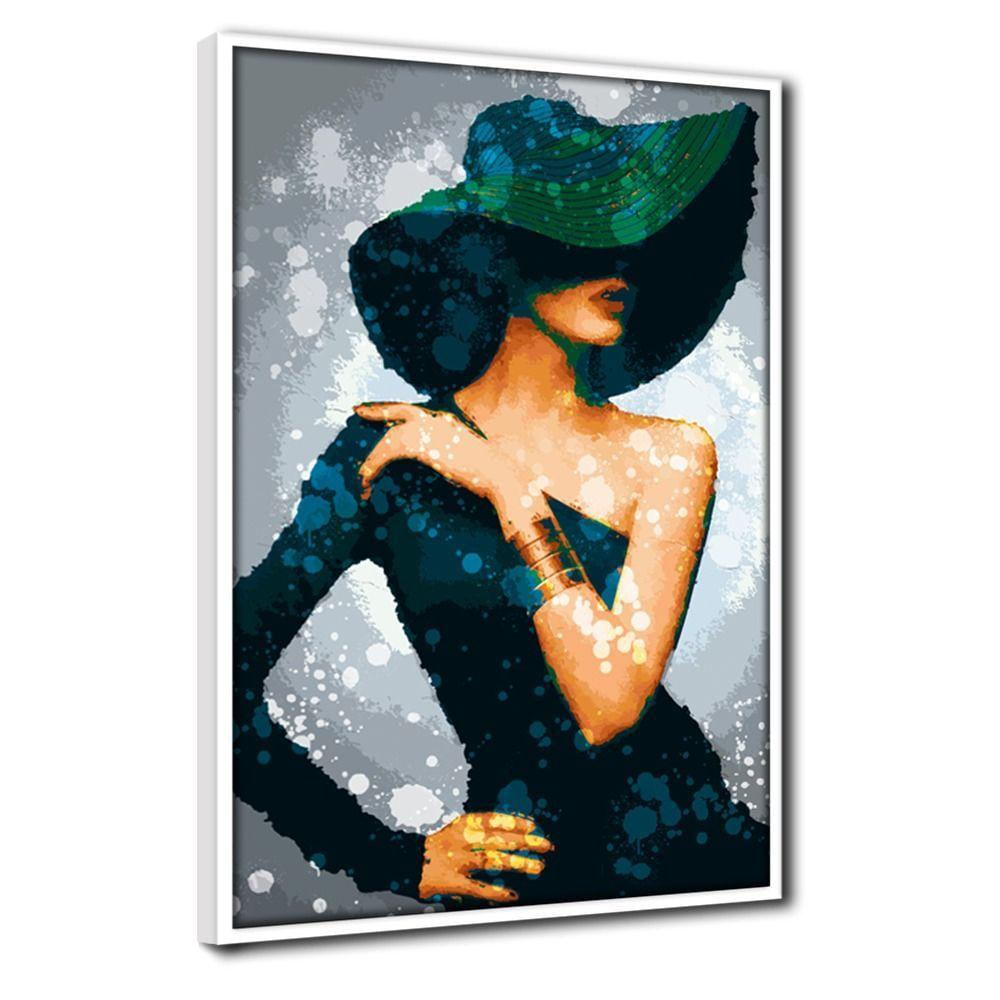 Quadro Decorativo 1 Peça 40x60 Mulher Elegância E Glamour Titulos Moldura Branca