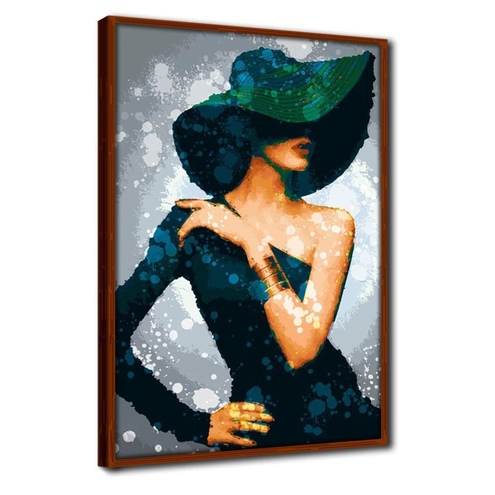 Quadro Decorativo 1 Peça 40x60 Mulher Elegância E Glamour Titulos Moldura Ocre