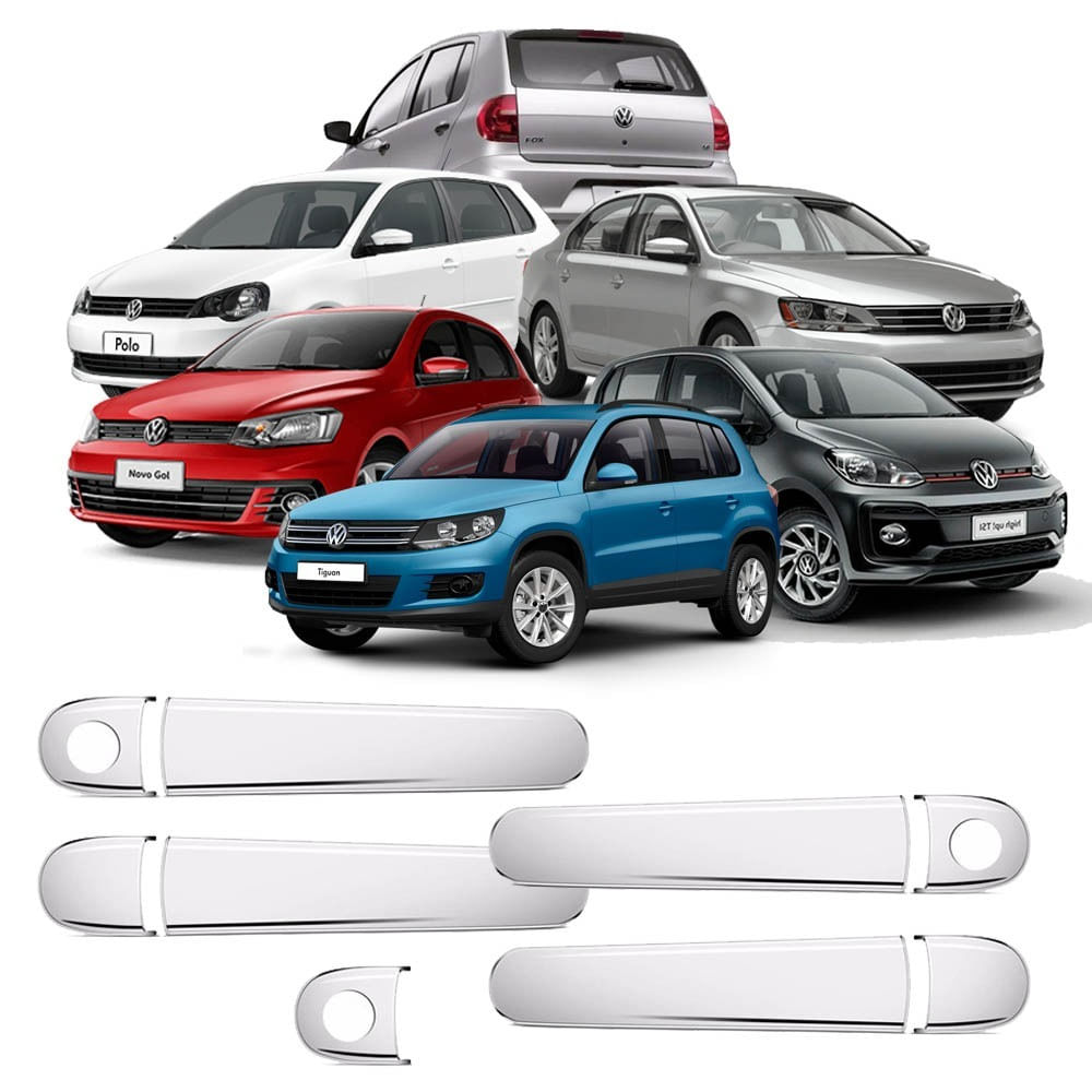 Aplique Cromado Maçaneta Fox Golf Gol G5 G6 G7 G8 Voyage Bora Polo Up Jetta Tiguan 4 Portas