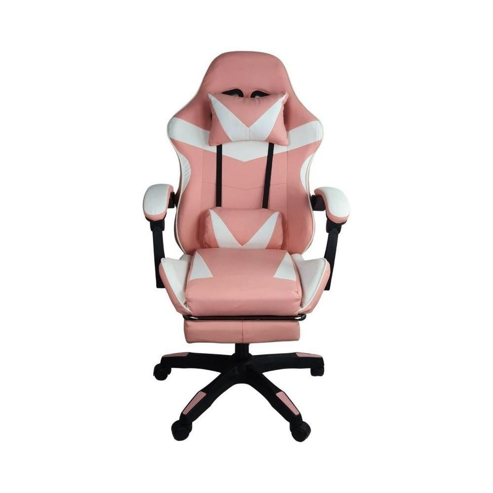 Cadeira Gamer Stillus Ergonômica Com Apoio Para Os Pés Rosa Chiclete