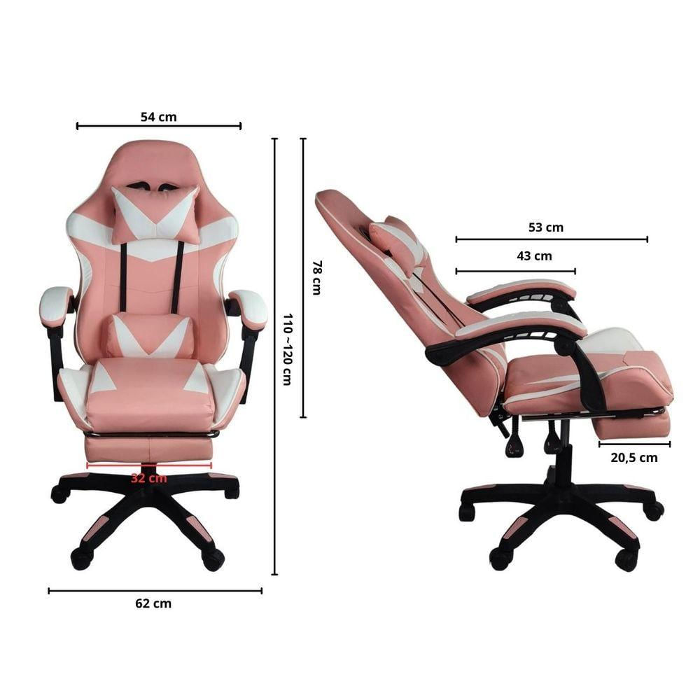 Cadeira Gamer Stillus Ergonômica Com Apoio Para Os Pés Rosa Chiclete